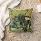 ビンセント・ヴァン・ゴッホによるジョルガスの茅葺きコテージ クッション (ブランケット)