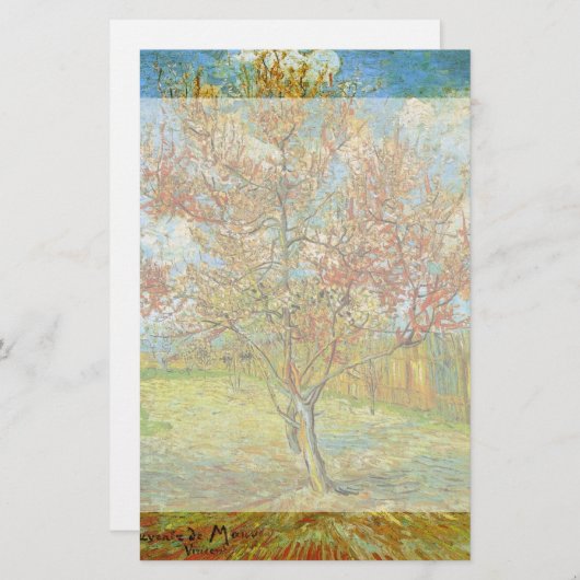 ビンセント・ヴァン・ゴッホによるピンクの桃の木 便箋 (正面/裏面)