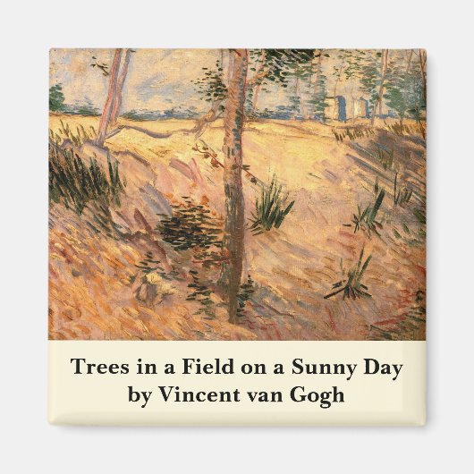ビンセント・ヴァン・ゴッホによる晴れの日のフィールドの木 マグネット (正面)