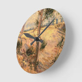 ビンセント・ヴァン・ゴッホによる晴れの日のフィールドの木 ラウンド壁時計 (傾斜)