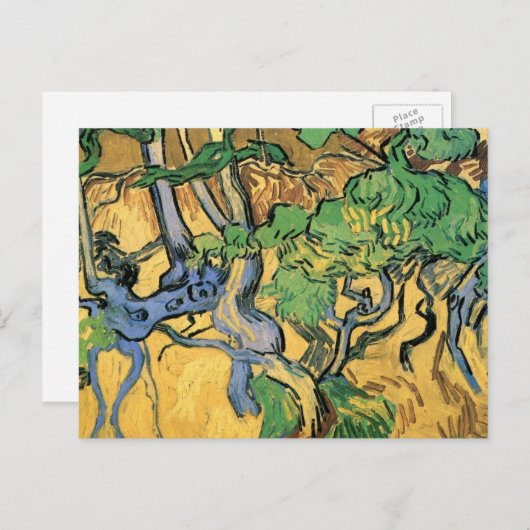 ビンセント・ヴァン・ゴッホによる木の根と幹 ポストカード (正面/裏面)