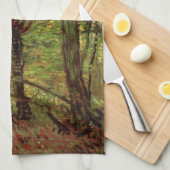 ビンセント・ヴァン・ゴッホによる樹木と低成長 キッチンタオル (四つ折り)