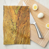 ビンセント・ヴァン・ゴッホによる耕された畑(溝) キッチンタオル (四つ折り)