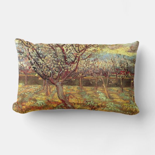 ビンセント・ヴァン・ゴッホによる花のアプリコットの木 ランバークッション (正面)