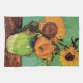 ビンセント・ヴァン・ゴッホによる花瓶の三つのひまわり キッチンタオル (横)