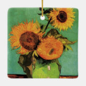ビンセント・ヴァン・ゴッホによる花瓶の三つのひまわり セラミックオーナメント (裏面)