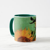 ビンセント・ヴァン・ゴッホによる花瓶の三つのひまわり マグカップ (正面左)