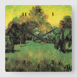 ビンセント・ヴァン・ゴッホによる詩人の庭。 スクエア壁時計