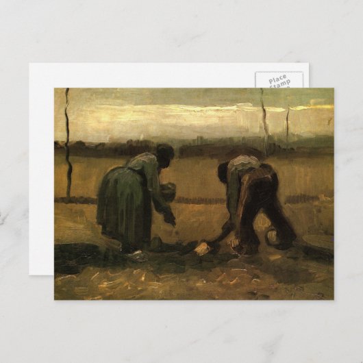 ビンセント・ヴァン・ゴッホによる農民の女性ジャガイモの植栽 ポストカード (正面/裏面)