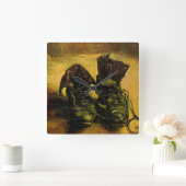 ビンセント・ヴァン・ゴッホによる靴のペア スクエア壁時計 (ホーム)