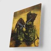 ビンセント・ヴァン・ゴッホによる靴のペア スクエア壁時計 (傾斜)