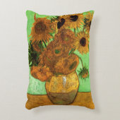 ビンセント・ヴァン・ゴッホによる12のヒマワリの花瓶 アクセントクッション (正面(垂直))