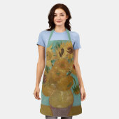 ビンセント・ヴァン・ゴッホによる12のヒマワリの花瓶 エプロン (着用した状態)