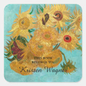 ビンセント・ヴァン・ゴッホによる12のヒマワリの花瓶 スクエアシール (正面)