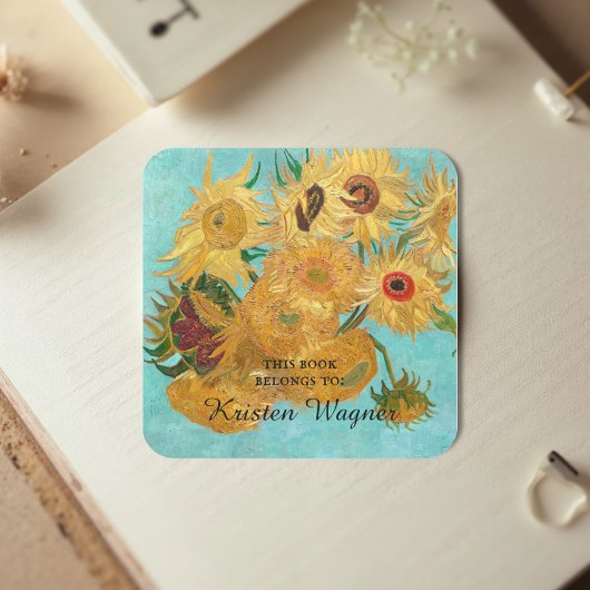 ビンセント・ヴァン・ゴッホによる12のヒマワリの花瓶 スクエアシール