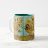 ビンセント・ヴァン・ゴッホによる12のヒマワリの花瓶 ツートーンマグカップ (正面左)