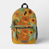 ビンセント・ヴァン・ゴッホによる12のヒマワリの花瓶 プリントバックパック (正面)