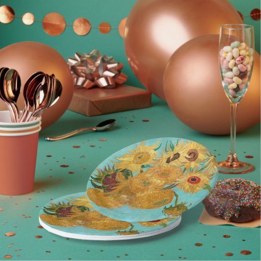 ビンセント・ヴァン・ゴッホによる12のヒマワリの花瓶 ペーパープレート (複数)