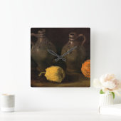 ビンセント・ヴァン・ゴッホによる2つの瓶と2つのカボチャ スクエア壁時計 (ホーム)