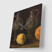 ビンセント・ヴァン・ゴッホによる2つの瓶と2つのカボチャ スクエア壁時計 (傾斜)