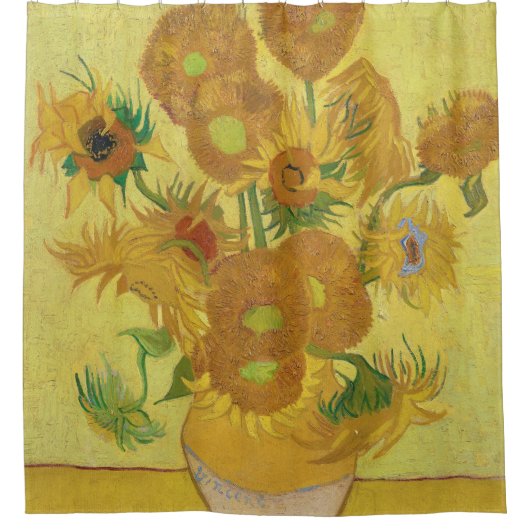 ビンセント・ヴァン・ゴッホのひまわり(1888年) シャワーカーテン (正面)