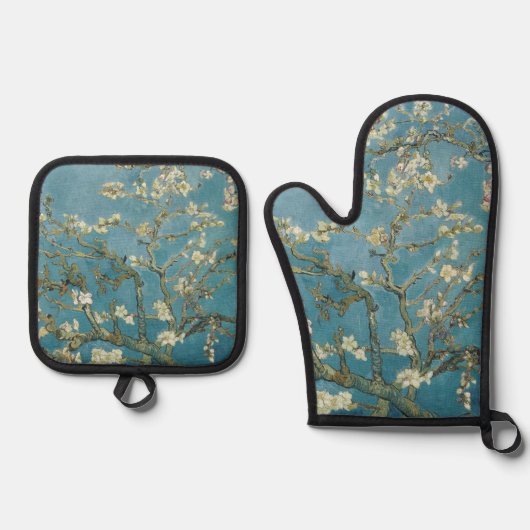 ビンセント・ヴァン・ゴッホのアーモンドの花（1890年） 鍋つかみ&鍋敷きセット (正面)