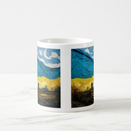 ビンセント・ヴァン・ゴッホのウクライナクラシック国旗のマグカップ， 11 コーヒーマグカップ (中央)