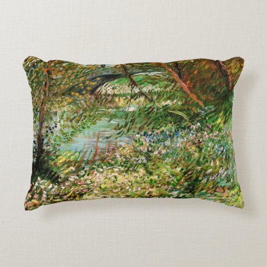 ビンセント・ヴァン・ゴッホのポンデクリシー州セーヌの銀行 アクセントクッション (正面)
