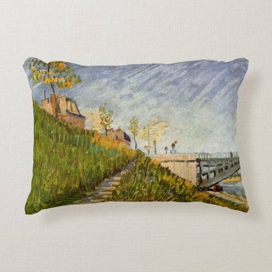 ビンセント・ヴァン・ゴッホのポンデクリシー州セーヌの銀行 アクセントクッション (正面)