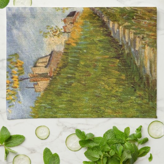 ビンセント・ヴァン・ゴッホのポンデクリシー州セーヌの銀行 キッチンタオル (折り畳み)
