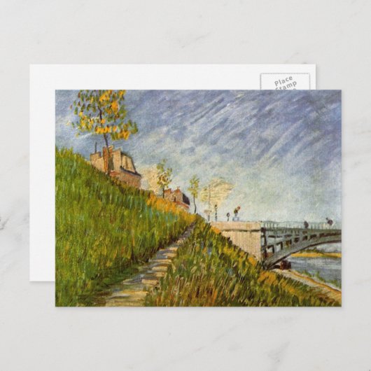 ビンセント・ヴァン・ゴッホのポンデクリシー州セーヌの銀行 ポストカード (正面/裏面)