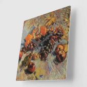 ビンセント・ヴァン・ゴッホのリンゴ、梨、レモン、ブドウ スクエア壁時計 (傾斜)