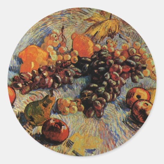ビンセント・ヴァン・ゴッホのリンゴ、梨、レモン、ブドウ ラウンドシール (正面)