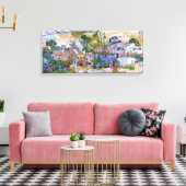 ビンセント・ヴァン・ゴッホの丘の上の茅葺きコテージ キャンバスプリント (インサイチュ (リビング))