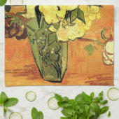 ビンセント・ヴァン・ゴッホの日本風花瓶、バラ、アネモネ キッチンタオル (折り畳み)