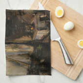 ビンセント・ヴァン・ゴッホの暖炉のそばの女性 キッチンタオル (四つ折り)