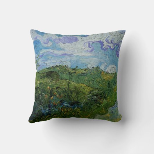 ビンセント・ヴァン・ゴッホの緑の小麦畑 クッション (裏面)