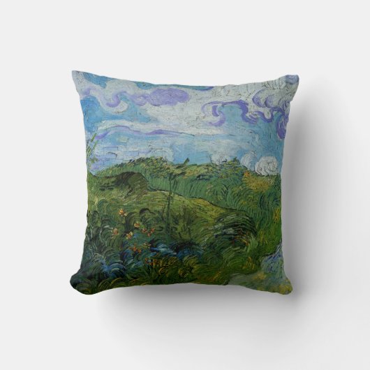 ビンセント・ヴァン・ゴッホの緑の小麦畑 クッション (正面)