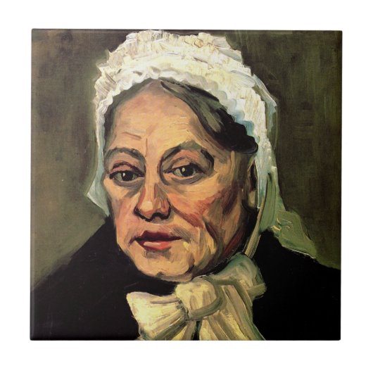 ビンセント・ヴァン・ゴッホの老婦人の白い帽子の頭 タイル (正面)