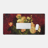 ビンセント・ヴァン・ゴッホの芍薬とバラの花瓶 デスクマット (キーボード&マウス)