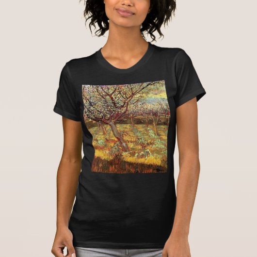 ビンセント・ヴァン・ゴッホの花のアプリコットの木。ヴィンタ Tシャツ (正面)