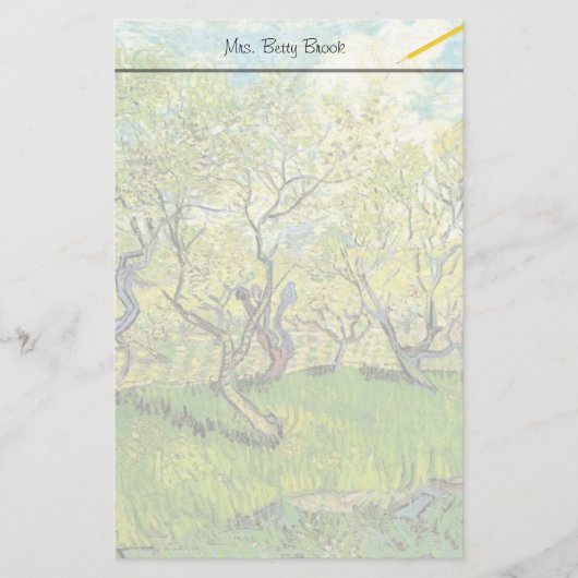 ビンセント・ヴァン・ゴッホの花の果樹園。 便箋 (正面)