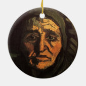 ビンセント・ヴァン・ゴッホの農夫の女性レース帽の頭 セラミックオーナメント (裏面)