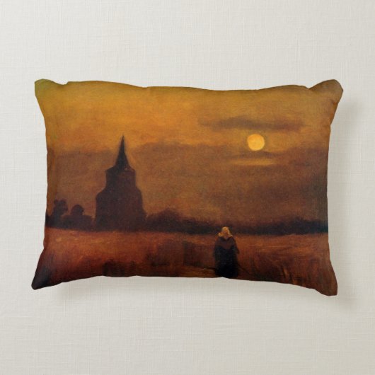 ビンセント・ヴァン・ゴッホの野原の古い塔 アクセントクッション (裏面)