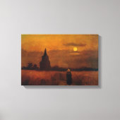 ビンセント・ヴァン・ゴッホの野原の古い塔 キャンバスプリント (正面)