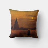 ビンセント・ヴァン・ゴッホの野原の古い塔 クッション (正面)