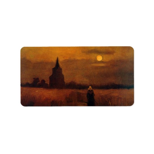 ビンセント・ヴァン・ゴッホの野原の古い塔 ラベル (正面)