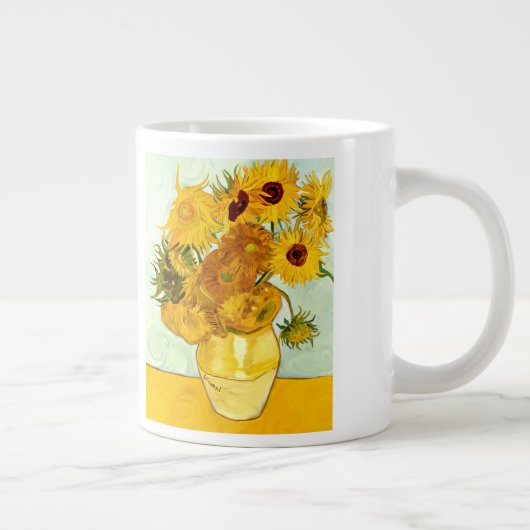 ビンセント・ヴァン・ゴッホの黄色のひまわり絵画の1888年 ジャンボコーヒーマグカップ (右)