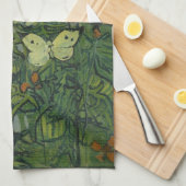 ビンセント・ヴァン・ゴッホの「蝶とケシ」 キッチンタオル (四つ折り)