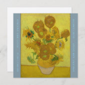 ビンセント・ヴァン・ゴッホひまわり花コーンフラワーブルー サンキューカード (正面/裏面)